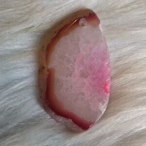Beau Pink Banded  Agate  Slice Necklace Pendant
